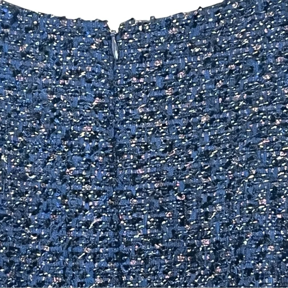 J.Crew Sparkle Tweed Dress with Velvet Trim. Black Wool Blend Garment Size 6